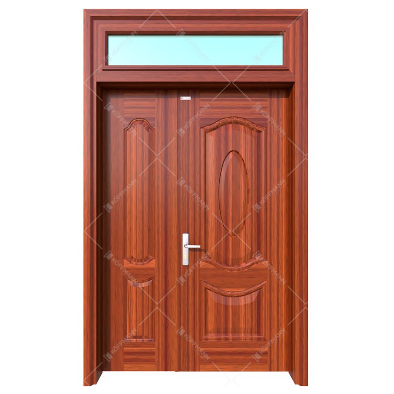 Cửa thép vân gỗ Koffmann 2 cánh lệch tại Ninh BÌnh
