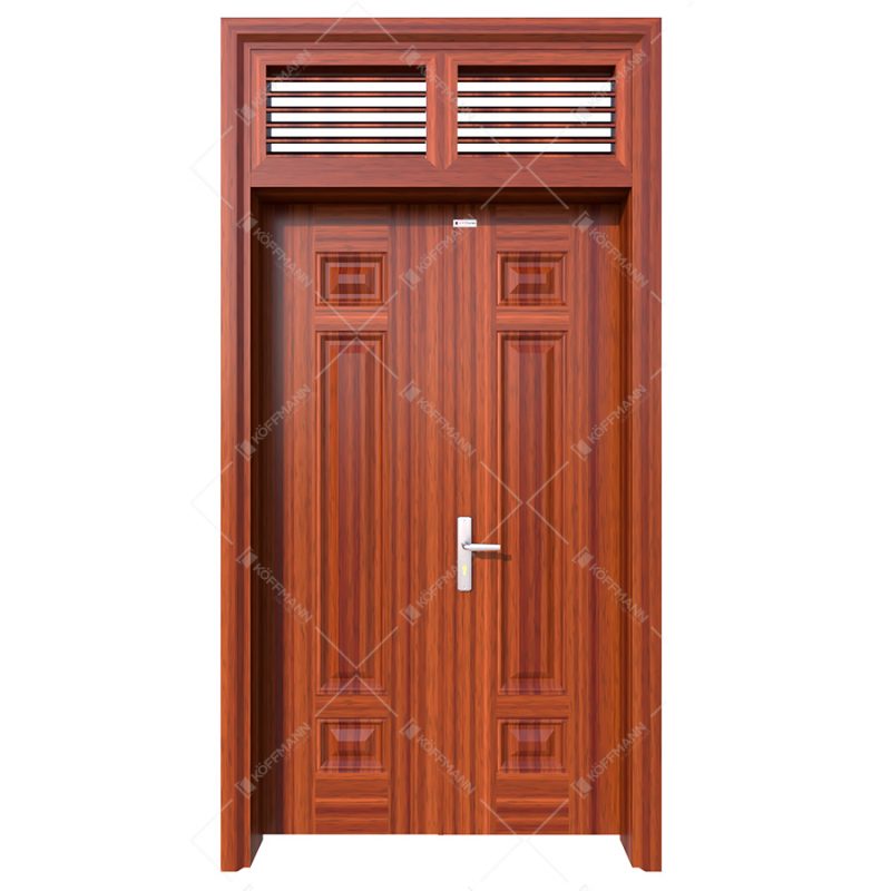 Cửa thép vân gỗ Koffmann 2 cánh đều tại Ninh Bình