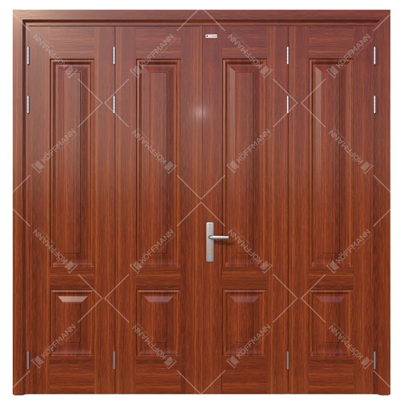 Cửa thép vân gỗ Koffmann 4 cánh đều Ninh Bình