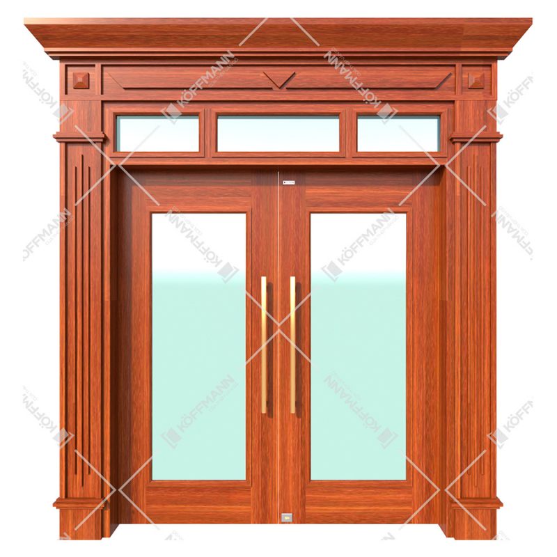 Cửa thép vân gỗ Koffmann thủy lực vách kính tại Ninh Bình